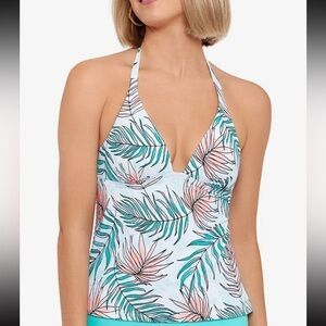 Salt + Cove Women's Printed Halter Tankini Swim Top Blue Size Large